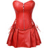 Women Faux Leather Gothic Punk Zipper Corset Bustier with Skirt