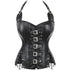 Women's Steampunk Faux Leather Corset With Buckle-Up