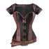 Brocade Steampunk Corsets with Pouch Belt Brown Color Clothing