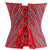 Classic Red Plaid Workout Overbust Lace Up Halter Corset