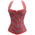 Classic Red Plaid Workout Overbust Lace Up Halter Corset