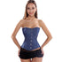 Classic Comfortable Blue Denim Jean Overbust Bustier Corset