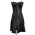 Gothic Retro Leather Black Long Corset Steampunk Dress