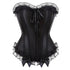Hot Satin Black Overbust Corset Lace Bustier with Skirts