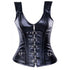 Leather Zipper Buckle Steel Boned Workout Overbust Corset