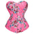 Retro Elegant Floral Print Denim Overbust Sweetheart Corset