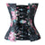 Retro Elegant Floral Print Denim Overbust Sweetheart Corset