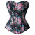 Retro Elegant Floral Print Denim Overbust Sweetheart Corset