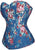 Retro Elegant Floral Print Denim Overbust Sweetheart Corset