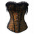 Brocade Embroidery with Ruffles and Fringed Overbust Corset