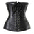 Sexy Faux Leather Zipper Front Gothic Black Corset