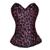 Sexy Leopard Print Steel Boned Zipper Overbust Corset