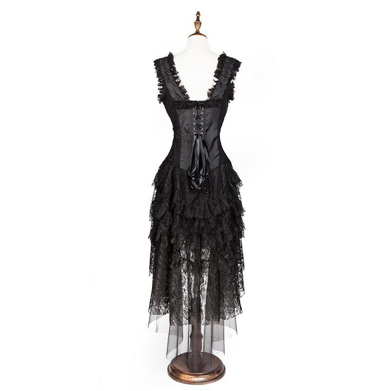 Wholesale Steampunk Black Straps Victorian Overbust Corset Dress