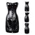 Steampunk Wetlook Leather Black Corset Long Dress Outfits