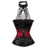 Straps Halter Steampunk Leather Brocade Underbust Gothic Corset