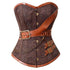 Women's Retro Steel Boned Steampunk Overbust Brown Corsets