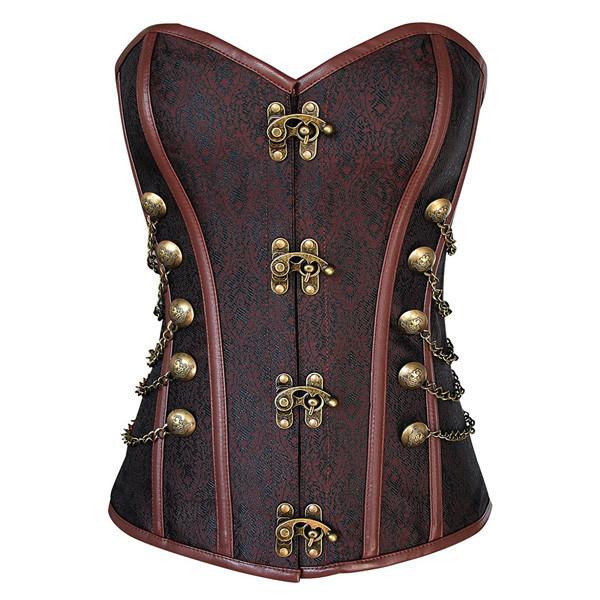 Wholesale Steampunk Lace Up Brocade Corset with Chains|TOPBWH.com