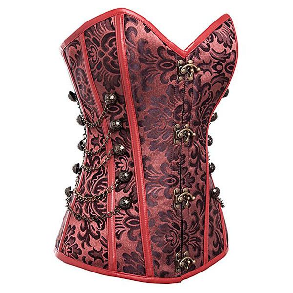 Wholesale Steampunk Lace Up Brocade Corset with Chains|TOPBWH.com