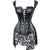 Faux Leather Strap Zipper Back Corset Lace Skirt